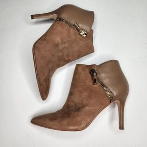Marc Fisher Heti High Heel Ankle Booties Boots Leather Tan 7